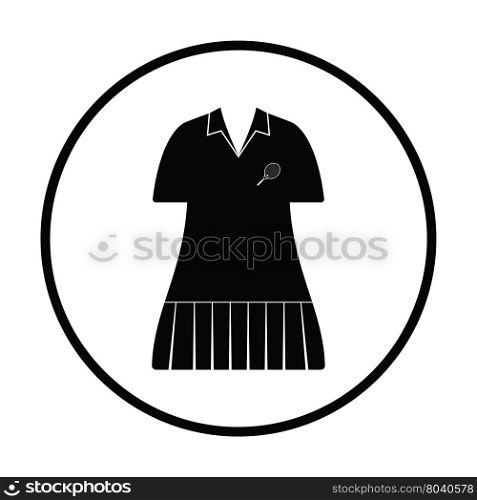 Tennis woman uniform icon. Thin circle design. Vector illustration.