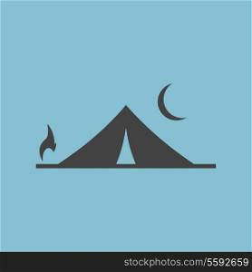 Tent and campfire icon