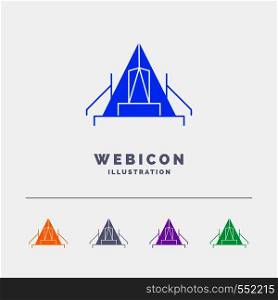 tent, camping, camp, campsite, outdoor 5 Color Glyph Web Icon Template isolated on white. Vector illustration. Vector EPS10 Abstract Template background