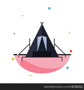 tent, camping, camp, campsite, outdoor Flat Color Icon Vector