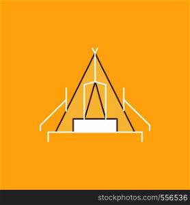 tent, camping, camp, campsite, outdoor Flat Line Filled Icon. Beautiful Logo button over yellow background for UI and UX, website or mobile application. Vector EPS10 Abstract Template background