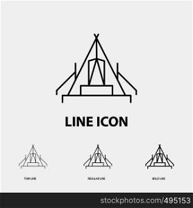 tent, camping, camp, campsite, outdoor Icon in Thin, Regular and Bold Line Style. Vector illustration. Vector EPS10 Abstract Template background