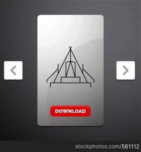 tent, camping, camp, campsite, outdoor Line Icon in Carousal Pagination Slider Design & Red Download Button. Vector EPS10 Abstract Template background