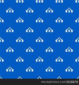 Tent, camping symbol pattern repeat seamless in blue color for any design. Vector geometric illustration. Tent, camping symbol pattern seamless blue