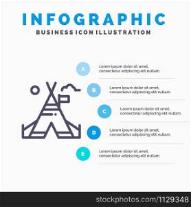 Tent Free, Tent, Camp, American Line icon with 5 steps presentation infographics Background