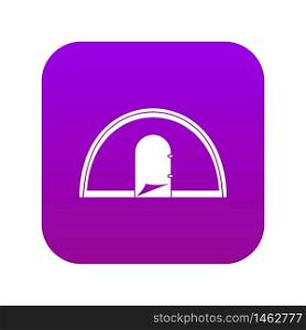 Tent icon digital purple for any design isolated on white vector illustration. Tent icon digital purple