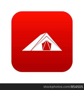 Tent icon digital red for any design isolated on white vector illustration. Tent icon digital red