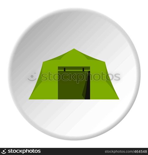 Tent icon in flat circle isolated vector illustration for web. Tent icon circle
