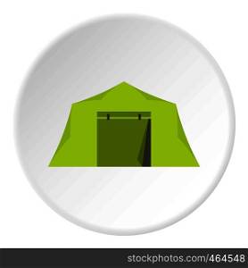 Tent icon in flat circle isolated vector illustration for web. Tent icon circle