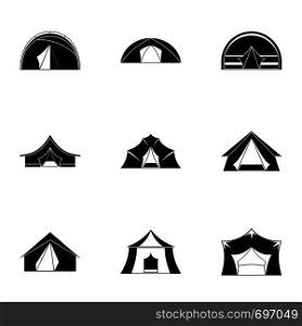 Tent icon set. Simple set of 9 tent vector icons for web isolated on white background. Tent icon set, simple style