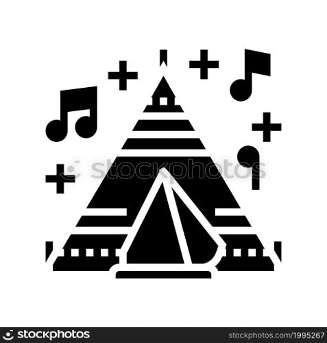 tent on music festival glyph icon vector. tent on music festival sign. isolated contour symbol black illustration. tent on music festival glyph icon vector illustration
