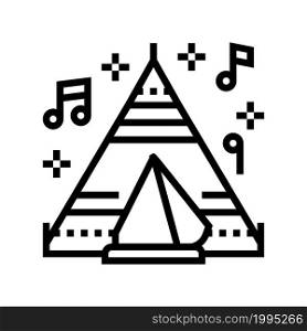 tent on music festival line icon vector. tent on music festival sign. isolated contour symbol black illustration. tent on music festival line icon vector illustration