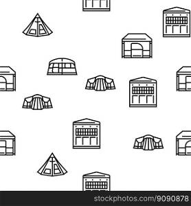 tent vacation travel tourism vector seamless pattern thin line illustration. tent vacation travel tourism vector seamless pattern