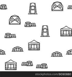 tent vacation travel tourism vector seamless pattern thin line illustration. tent vacation travel tourism vector seamless pattern