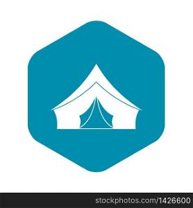 Tent with a triangular roof icon. Simple illustration of tent with a triangular roof vector icon for web. Tent with a triangular roof icon, simple style