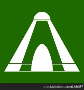 Tepee icon white isolated on green background. Vector illustration. Tepee icon green