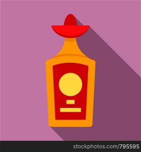 Tequila bottle icon. Flat illustration of tequila bottle vector icon for web design. Tequila bottle icon, flat style