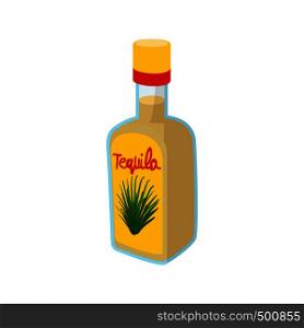 Tequila bottle icon in cartoon style on a white background. Tequila bottle icon, cartoon style
