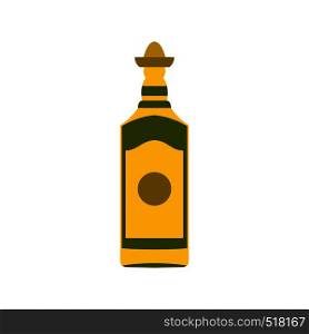 Tequila bottle icon in flat style isolated on white background. Tequila bottle icon, flat style