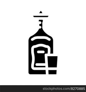 tequila glass bottle glyph icon vector. tequila glass bottle sign. isolated symbol illustration. tequila glass bottle glyph icon vector illustration