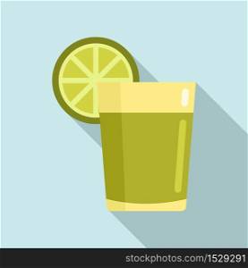 Tequila lime glass icon. Flat illustration of tequila lime glass vector icon for web design. Tequila lime glass icon, flat style