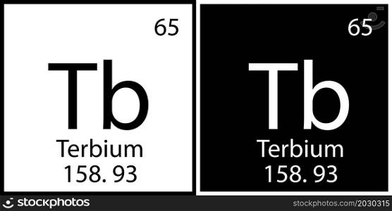 Terbium chemical symbol. Periodic table. Education process. Black and white squares. Vector illustration. Stock image. EPS 10.. Terbium chemical symbol. Periodic table. Education process. Black and white squares. Vector illustration. Stock image.