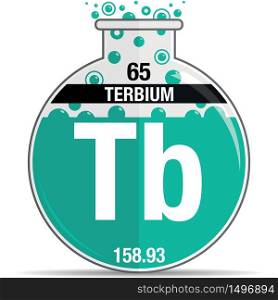 Terbium symbol on chemical round flask. Element number 65 of the Periodic Table of the Elements - Chemistry. Vector image
