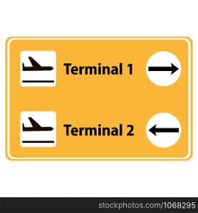 Terminal, departure, arrival, plane flight Icon or sign pointers for navigation in airport, professional graphic vector illustration optimized for large an? small size. isolated on white background.