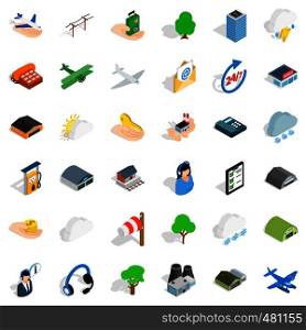 Terminal icons set. Isometric style of 36 terminal vector icons for web isolated on white background. Terminal icons set, isometric style