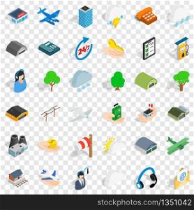 Terminal icons set. Isometric style of 36 terminal vector icons for web for any design. Terminal icons set, isometric style