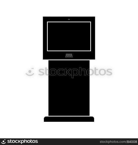 Terminal stand with touch screen black icon .