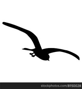 Tern bird silhouette with spread wings isolated on white. Soaring seagull. Vector illustration.. Tern bird silhouette with spread wings isolated on white. Soaring seagull.