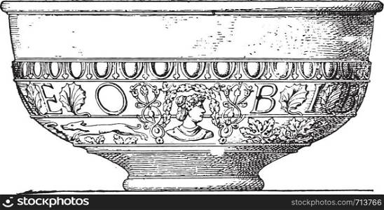 Terracotta cup, vintage engraved illustration