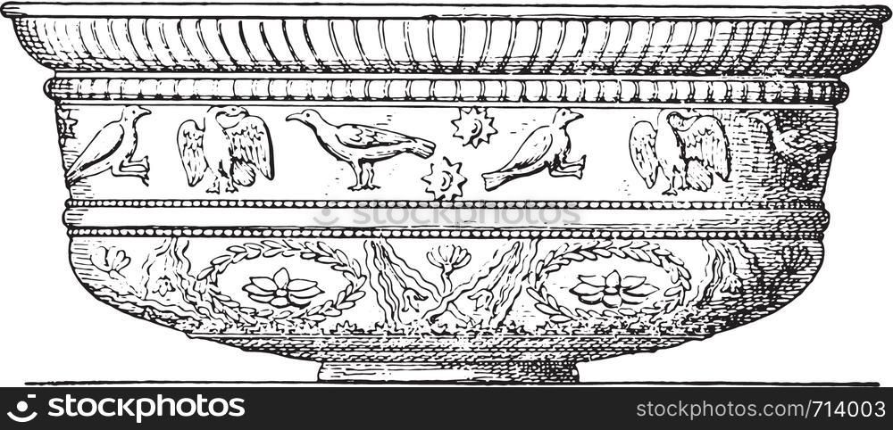 Terracotta vase, vintage engraved illustration.