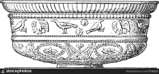 Terracotta vase, vintage engraved illustration.