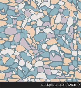 Terrazzo Floor Marble Abstract Seamless Pattern Hand Crafted Traditional Venetian Material Texture Granite Quartz Rocks Sprinkles Mixed on Polished Background Surface Vector Architecture Illustration. Terrazzo Floor Marble Abstract Seamless Pattern