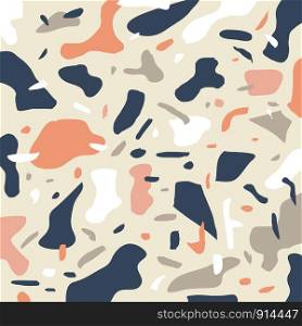 Terrazzo flooring seamless pattern background. Texture classic italian of floor in Venetian style of granite, natural stone, marble, concrete, glass and quartz. Vector illustration