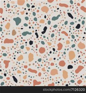 Terrazzo seamless pattern. Chaotic mosaic stone pieces endless texture. Textile, tile design, fabric print, wrapping paper, wallpaper, flooring. Vector illustration.. Terrazzo seamless pattern