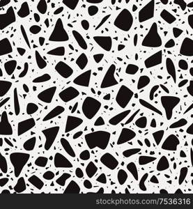 Terrazzo seamless pattern design with hand drawn rocks. Abstract modern background, flat vector illustration