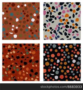 Terrazzo seamless pattern. Imitation of a Venetian stone floor with granite and quartz chips for the house. The texture is suitable for textiles, prints, packaging design. Vector illustration.. Terrazzo seamless pattern. Imitation of a Venetian stone floor