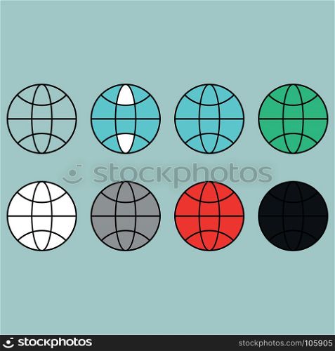 Terrestrial globe different colour flat icon.. Terrestrial globe different colour flat icon set.