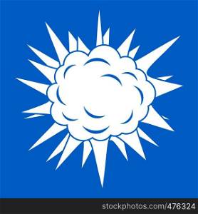 Terrible explosion icon white isolated on blue background vector illustration. Terrible explosion icon white