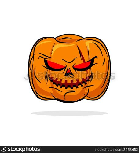 Terrible pumpkin Halloween symbol. Vegetables on a white background. Vector illustration for holiday.&#xA;