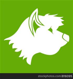 Terrier dog icon white isolated on green background. Vector illustration. Terrier dog icon green