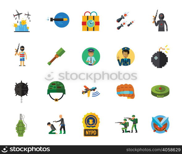 Terror and war icon set. Can be used for topics like terrorism, danger, disaster, rebel, revolution