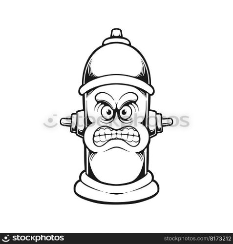 Terror untamed fury angry hydrant illustrations monochrome vector for your work logo, merchandise t-shirt, stickers and label designs, poster, greeting cards advertising business company or brands