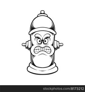 Terror untamed fury angry hydrant illustrations monochrome vector for your work logo, merchandise t-shirt, stickers and label designs, poster, greeting cards advertising business company or brands