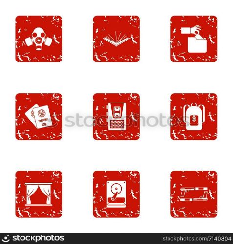 Terrorist icons set. Grunge set of 9 terrorist vector icons for web isolated on white background. Terrorist icons set, grunge style