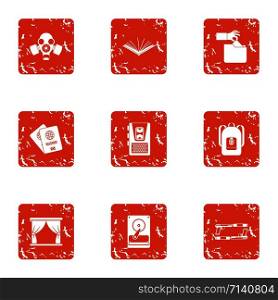 Terrorist icons set. Grunge set of 9 terrorist vector icons for web isolated on white background. Terrorist icons set, grunge style