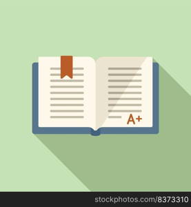 Test book icon flat vector. School exam. Paper check. Test book icon flat vector. School exam